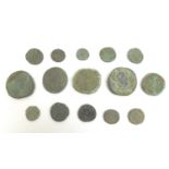 A collection of fifteen Detectorist found Roman copper hammered coins, comprising a second century