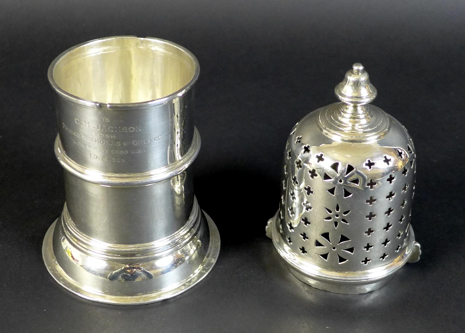 A Victorian silver presentation engraved sugar castor, 'To C. H. Jackson from Prince Nicholas of - Image 3 of 10