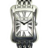 A Maurice Lacroix Divina stainless steel cased lady's wristwatch, with rectangular silvered dial,