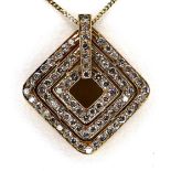 A Continental concentric diamond form pendant, set with over seventy eight round cut diamonds,