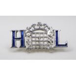An enamel and sterling silver House of Lords lapel badge, 2.6g, 2.0cm, in a blue Toye, Kenning and