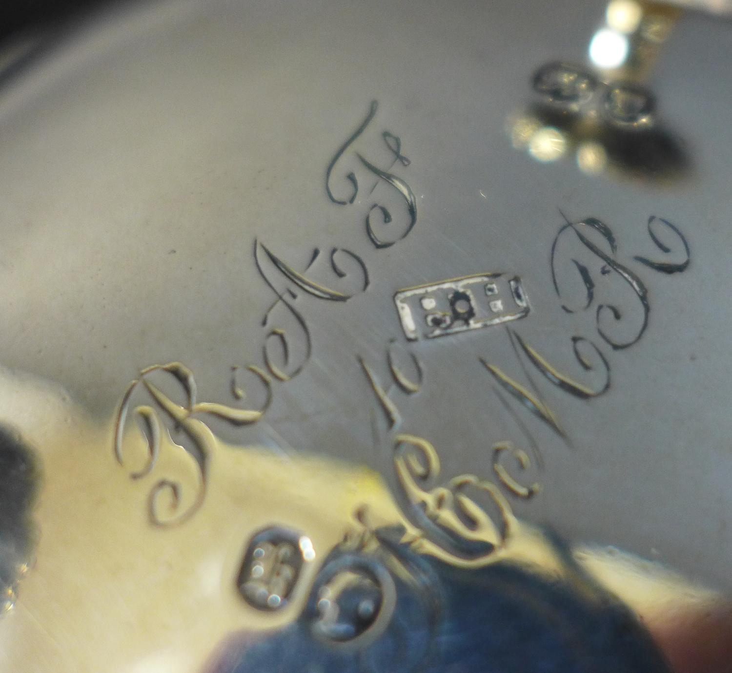 A set of four Victorian silver cauldron salts, each engraved with a single 'R' to one side and - Image 17 of 21