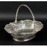 A George III silver swing handled fruit basket, the pierced sides decorated with swags with