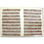 A brown KEK album of approximately 1300 franked Victorian Penny Red stamps, imperforated and