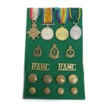 A group of four WWI medals, for 379001 Pte. H Heslop Royal Army Medical Corps, comprising a George V