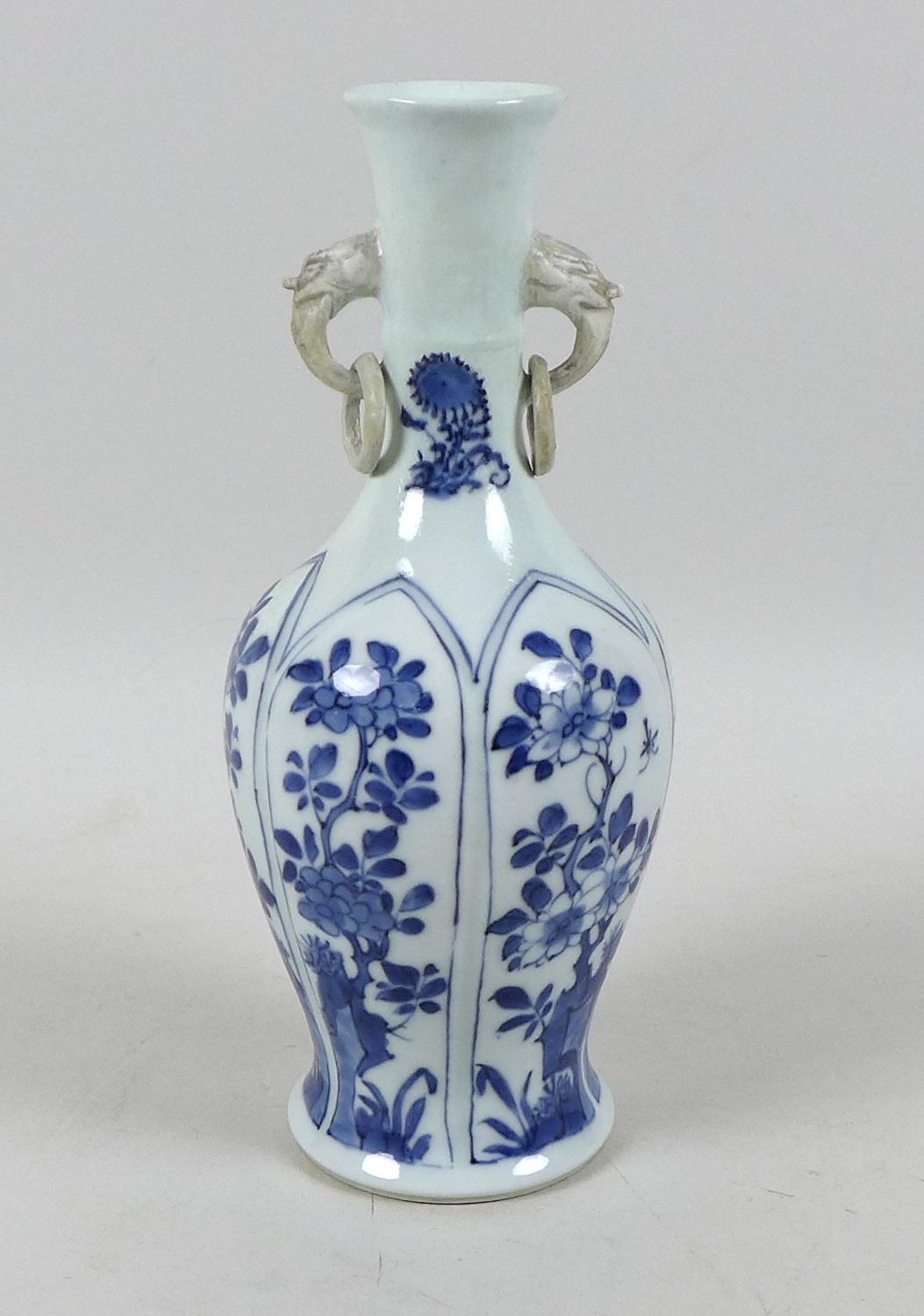 A Chinese porcelain vase, Qing Dynasty, 19th century, of long necked baluster form, with applied - Image 2 of 3