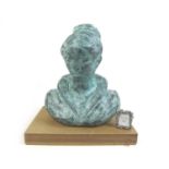 A modern cast bust entitled Lady Jane, made in reconstituted Welsh limestone, 29 by 18 by 37cm high,