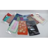 A collection of thirteen silk scarves, including some designer, comprising two Liberty scarves,