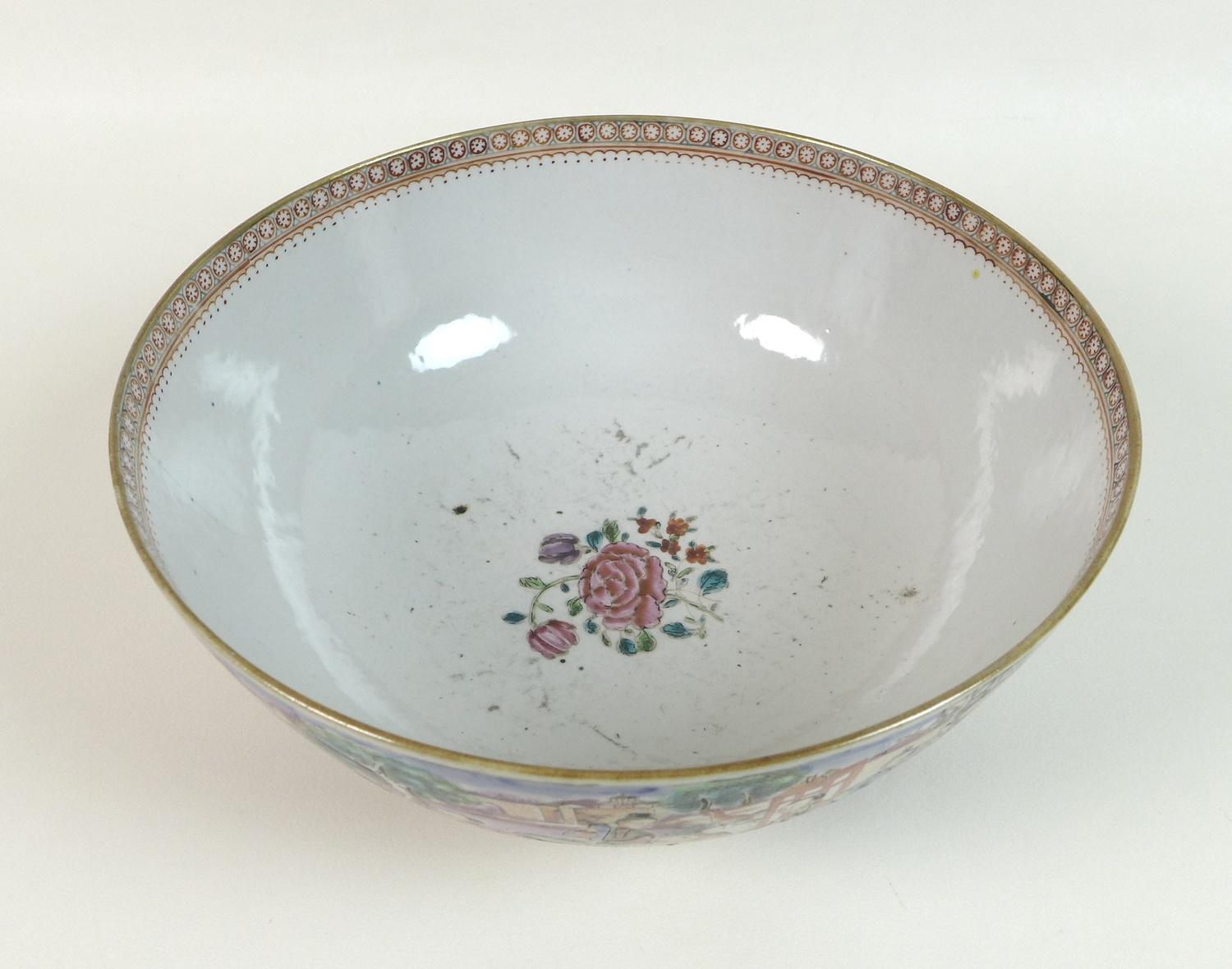 A Chinese Export porcelain famille rose punch bowl, Qing Dynasty, late 18th century, polychrome - Image 7 of 20