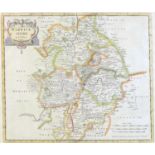 After Robert Morden (British, 1650-1703): a map of Warwickshire, hand coloured, published by