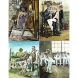 R. A. Carey: four modern oils on board, comprising 'The Decoy', 60 by 45, framed, 67 by 52cm, 'The