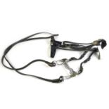A 20th century British Army style horse bit with leather bridle and Peninsula Waterloo brass