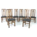 A set of eight modern dining chairs, in the style of Charles Rennie Mackintosh, with stained