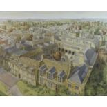 Simon Dolby (British, 20th century): 'Oundle School Cloisters', viewed from St Peter?s Church Tower,