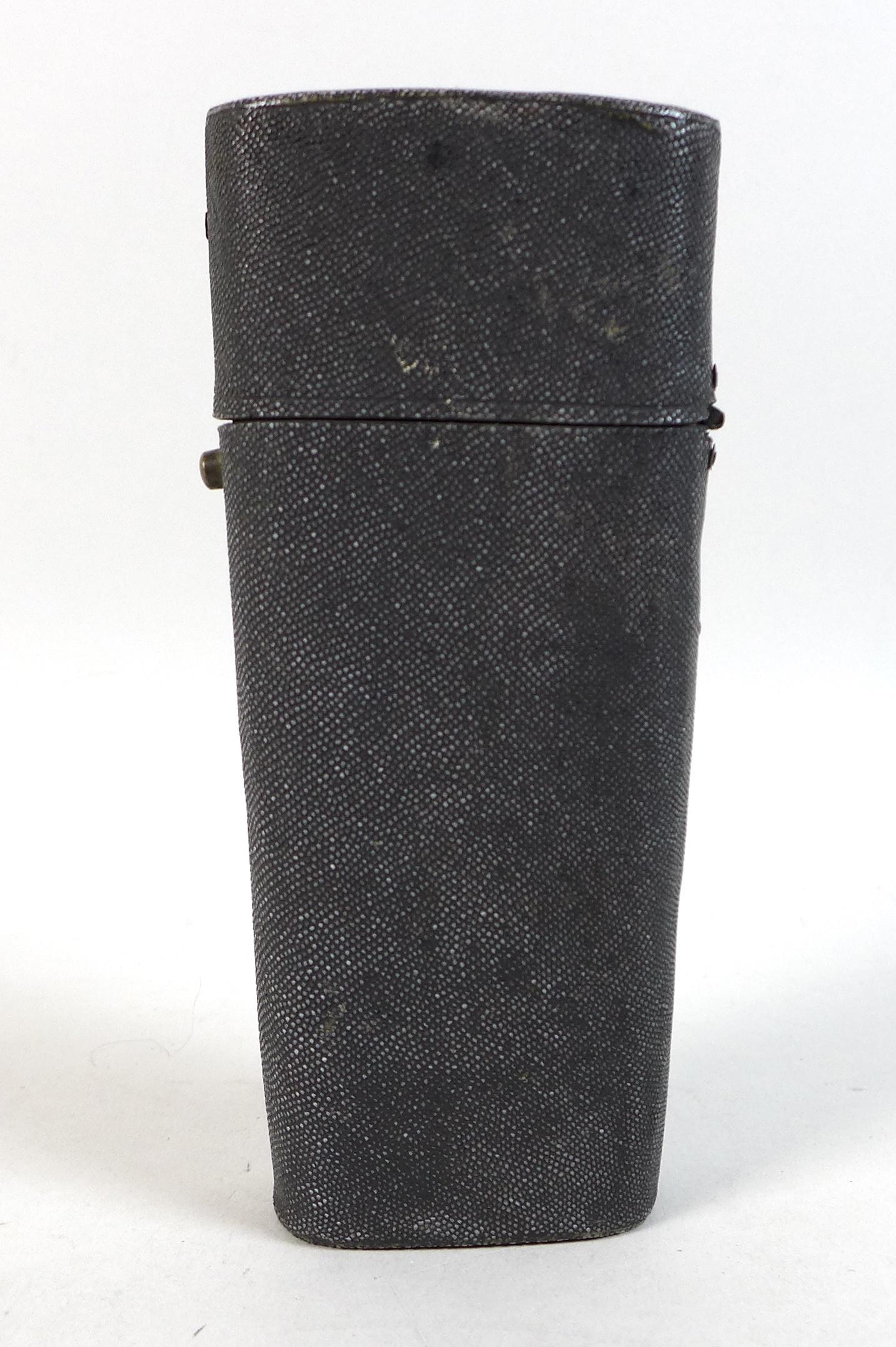 A George III shagreen drawing instrument case, the hinged lid opening to reveal a selection of - Image 8 of 10