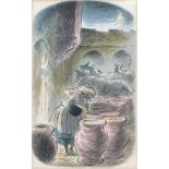 Edward Ardizzone CBE RA (British, 1900-1979): 'Morgiana pours the Oil', lithograph, printer's proof,