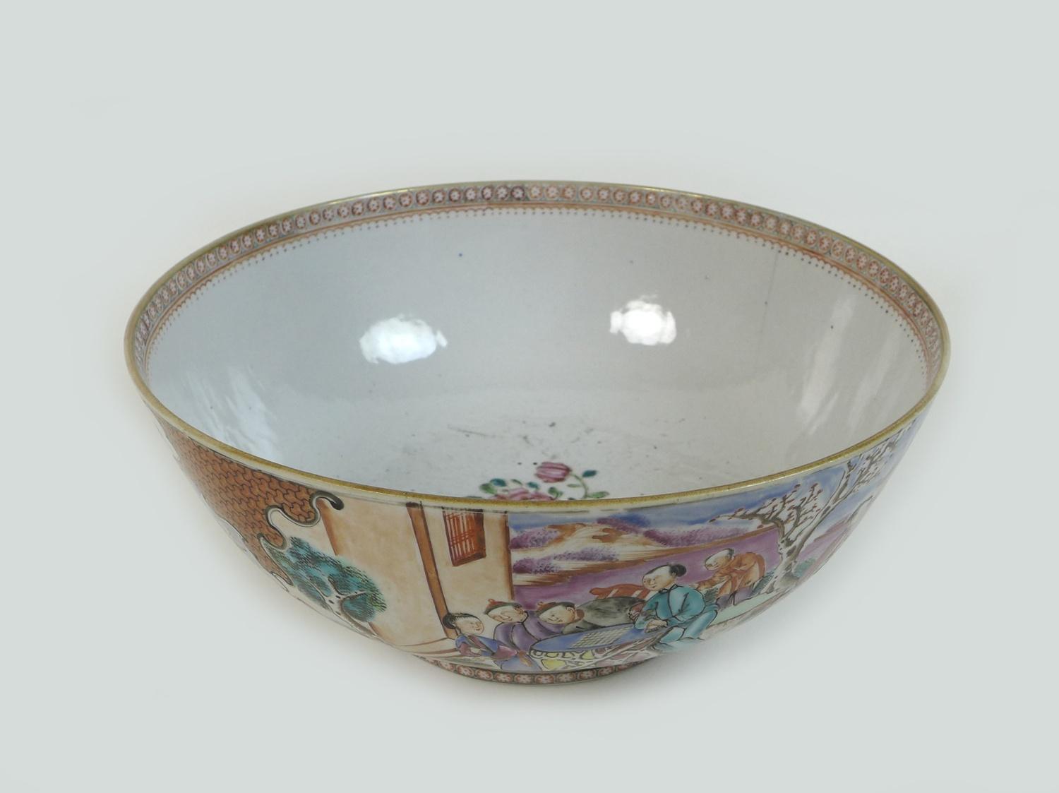 A Chinese Export porcelain famille rose punch bowl, Qing Dynasty, late 18th century, polychrome - Image 18 of 20