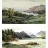 H. M. Krause (early 20th century): 'Derwent Water' & 'Skiddaw', a pair of Lake District watercolours