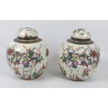 A pair of early 20th century Chinese porcelain ginger jars and covers, decorated as a mirrored pair,