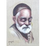 Kazariah (Iranian, 20th century): portrait of a bearded man, signed and dated '76' lower left, oil