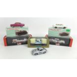 Six 1/43 scale die cast model classic cars, comprising two Model Road Replicas of a Ford Consul