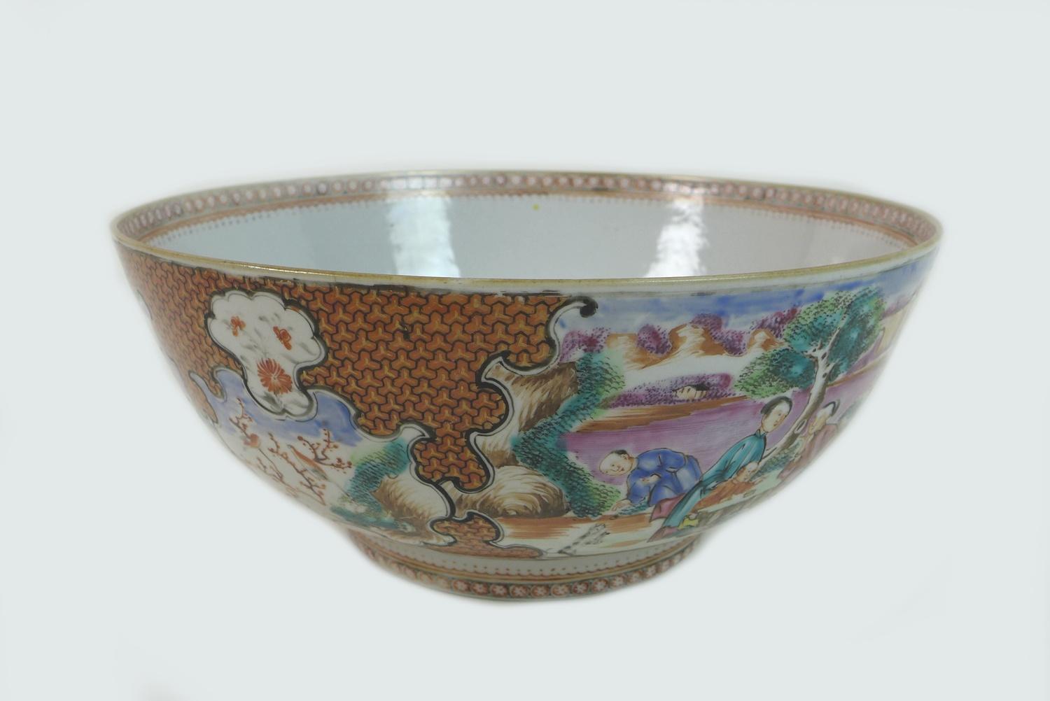 A Chinese Export porcelain famille rose punch bowl, Qing Dynasty, late 18th century, polychrome - Image 3 of 20