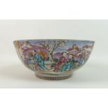 A Chinese Export porcelain famille rose punch bowl, Qing Dynasty, late 18th century, polychrome
