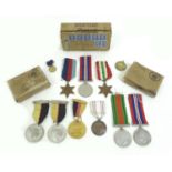 Five WWII medals and other civilian medals, comprising 1939-1945 Star, Italy Star,a Defence medal