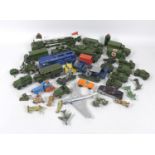 A group of seventeen Dinky Toys and Corgi die-cast metal military models, including a Dinky