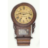 A Victorian mahogany cased drop dial wall clock, by Geo Lashmore & Son, Market Drayton, the case