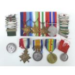 A collection of WWI and WWII medals, a 1914-15 Star, War and Victory medals for 10137 Pte. A. F.