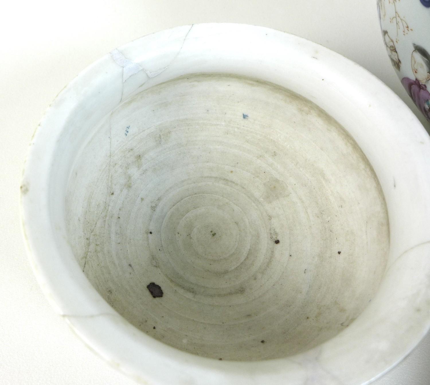 A group of Chinese porcelain, comprising a white glazed bowl of censor form, 19th century, with twin - Image 3 of 6