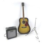 A Hohner Countryman electro acoustic guitar, together with an associated hard case, a 12 watt