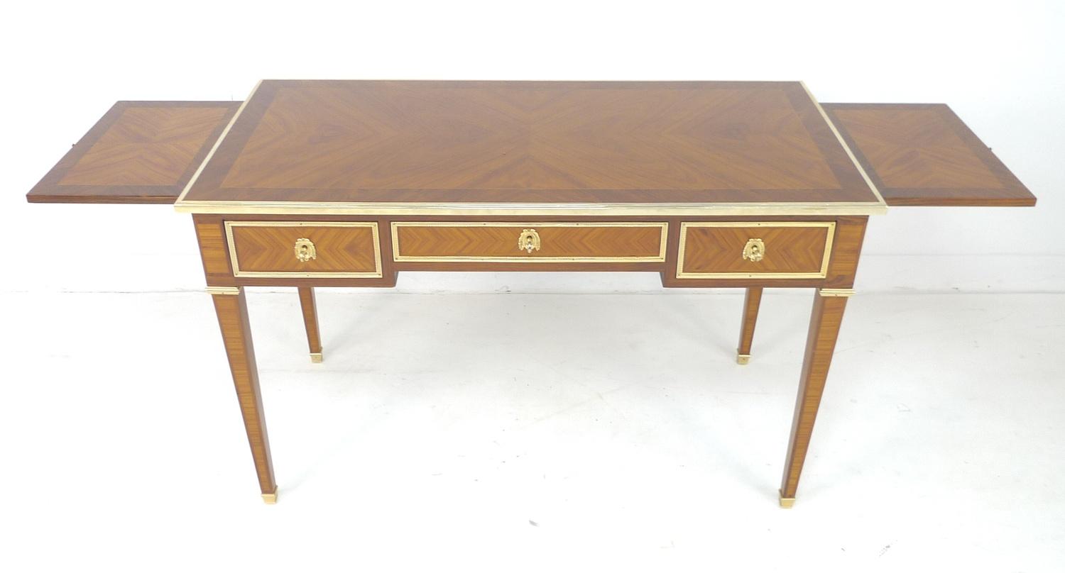 A modern French style bureau plat, the rectangular surface with quarter veneer and crossbanding, - Image 2 of 4