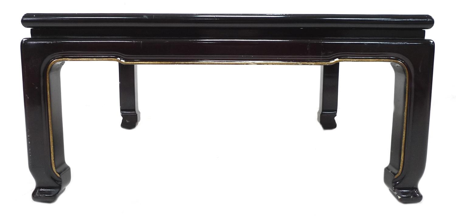 A modern Chinese style black lacquer low square side table, the surface decorated with two birds - Image 2 of 3