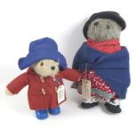 A Paddington Bear, and an Aunt Lucy bear soft toy, both by Gabrielle Designs, Paddington with blue