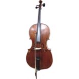 A modern 4/4 Hidersine Piacenza 1 cello, paper label to interior, a/f damaged, back 76cm long,