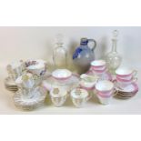 A group of vintage ceramics and glassware, including an eighteen piece Coronet tea set, a twenty-one