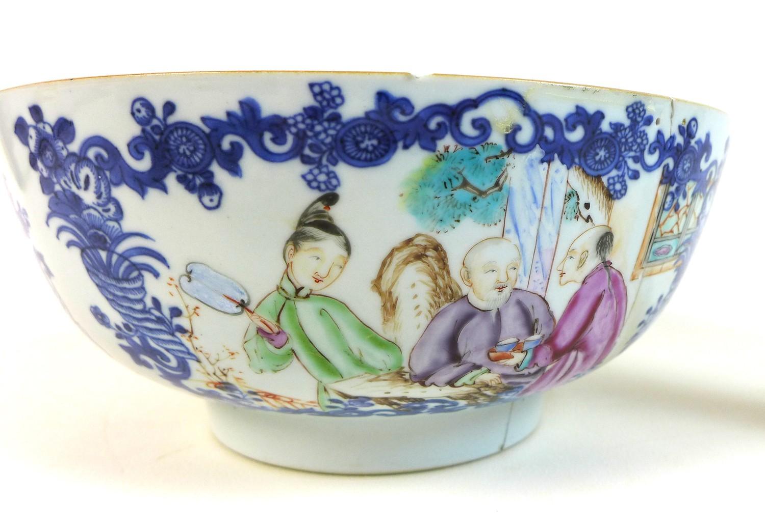 A group of Chinese porcelain, comprising a white glazed bowl of censor form, 19th century, with twin - Image 5 of 6