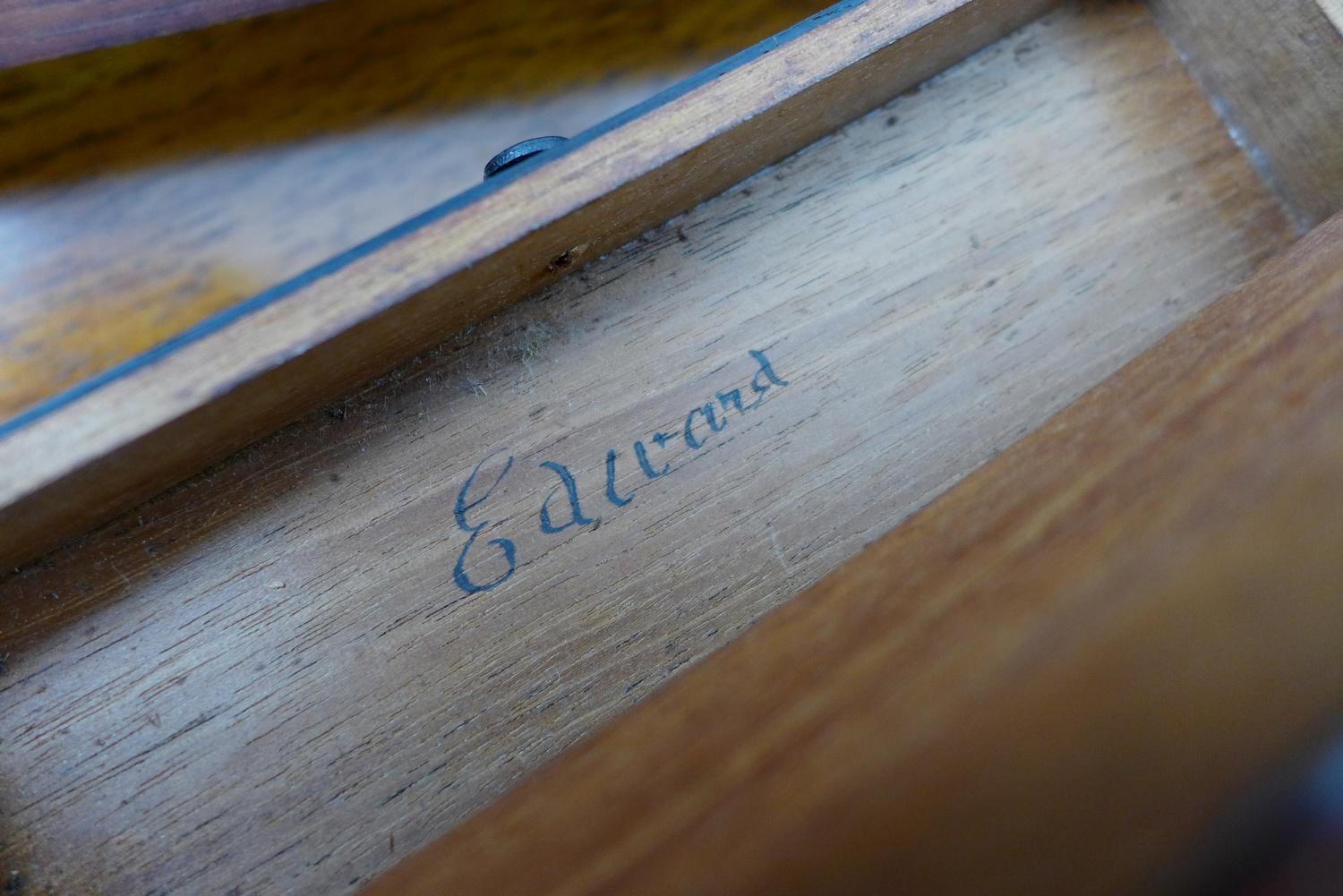 A large Victorian mahogany writing slope, with a secret bank of three drawers, each with hand - Image 7 of 12