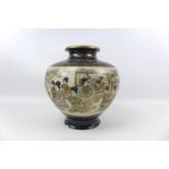 A Japanese Satsuma vase, Meiji period, with possible baluster form decorated with a single panoramic