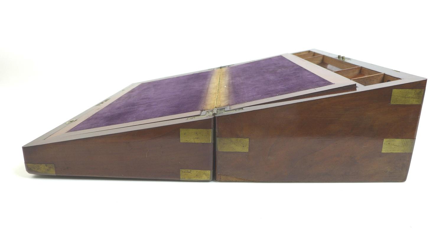 A large Victorian mahogany writing slope, with a secret bank of three drawers, each with hand - Image 9 of 12