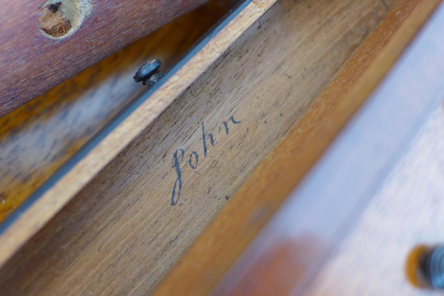 A large Victorian mahogany writing slope, with a secret bank of three drawers, each with hand - Image 8 of 12