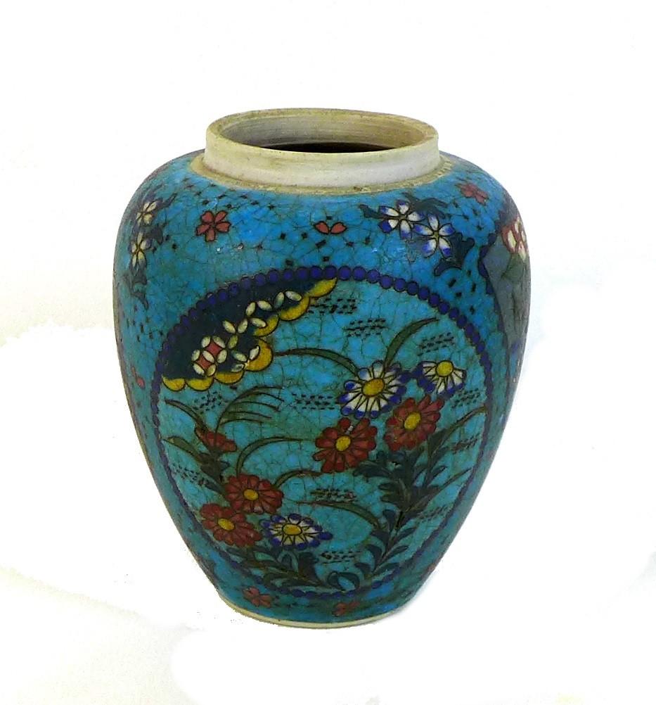 A Chinese porcelain and cloisonne ginger jar, Qing Dynasty, late 19th century, decorated with
