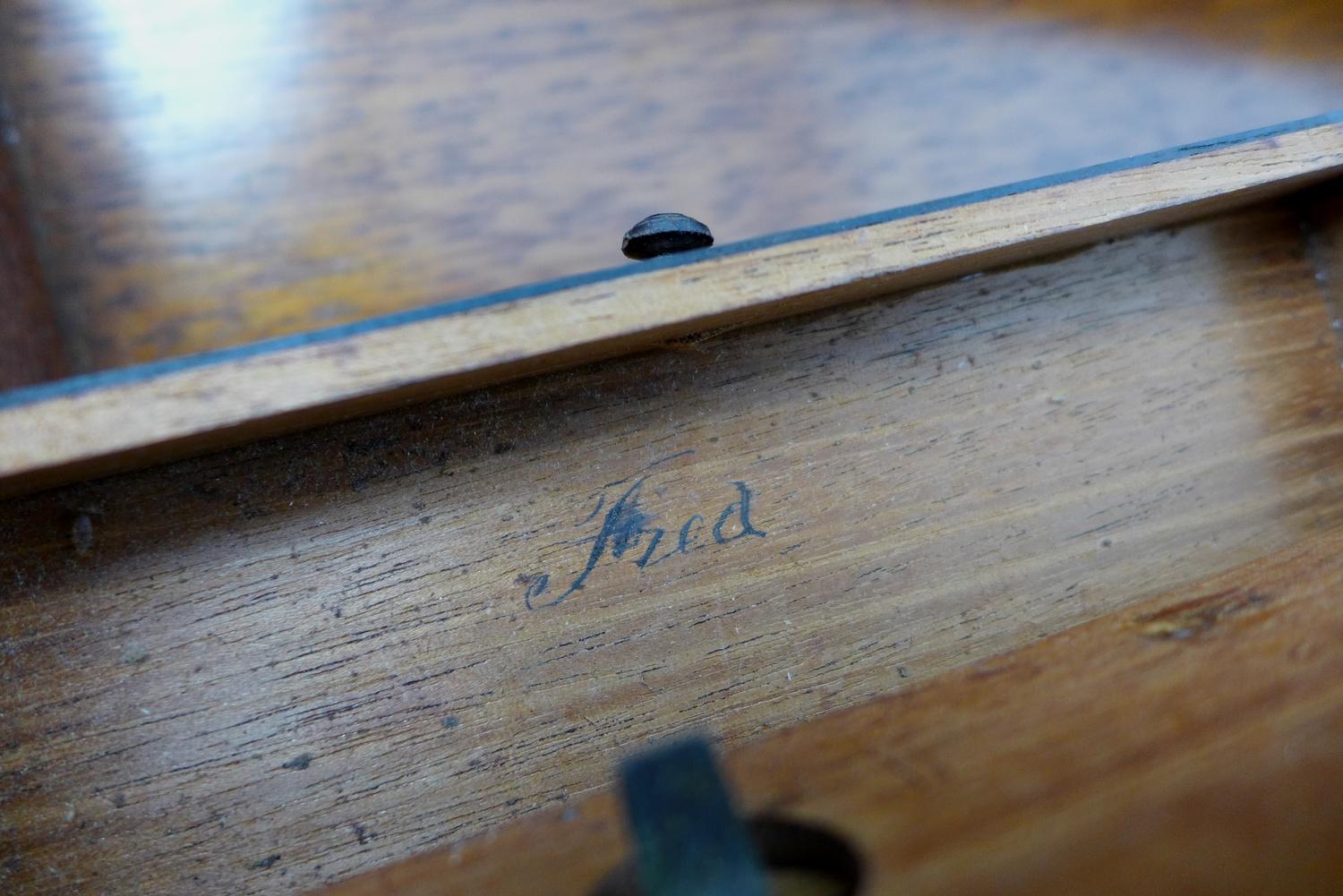 A large Victorian mahogany writing slope, with a secret bank of three drawers, each with hand - Image 6 of 12