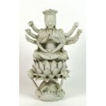 A Chinese blanc de chine figure, Qing Dynasty, 19th century, modelled as Guanyin with ten arms,