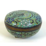 A Chinese cloisonne enamel circular box and cover, probably late Qing Dynasty, 19th century,