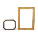 Two modern wall mirrors, with wooden frames, larger with rectangular plate, 80 by 3.5 by 109cm,