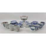 A collection of sixteen European and oriental porcelain, including a blue and white tea bowl with