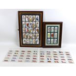 A collection of framed vintage cigarette cards, comprising a group of 93 Will's cigarette cards, '